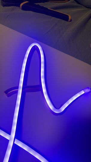 Finished neon sign illuminated