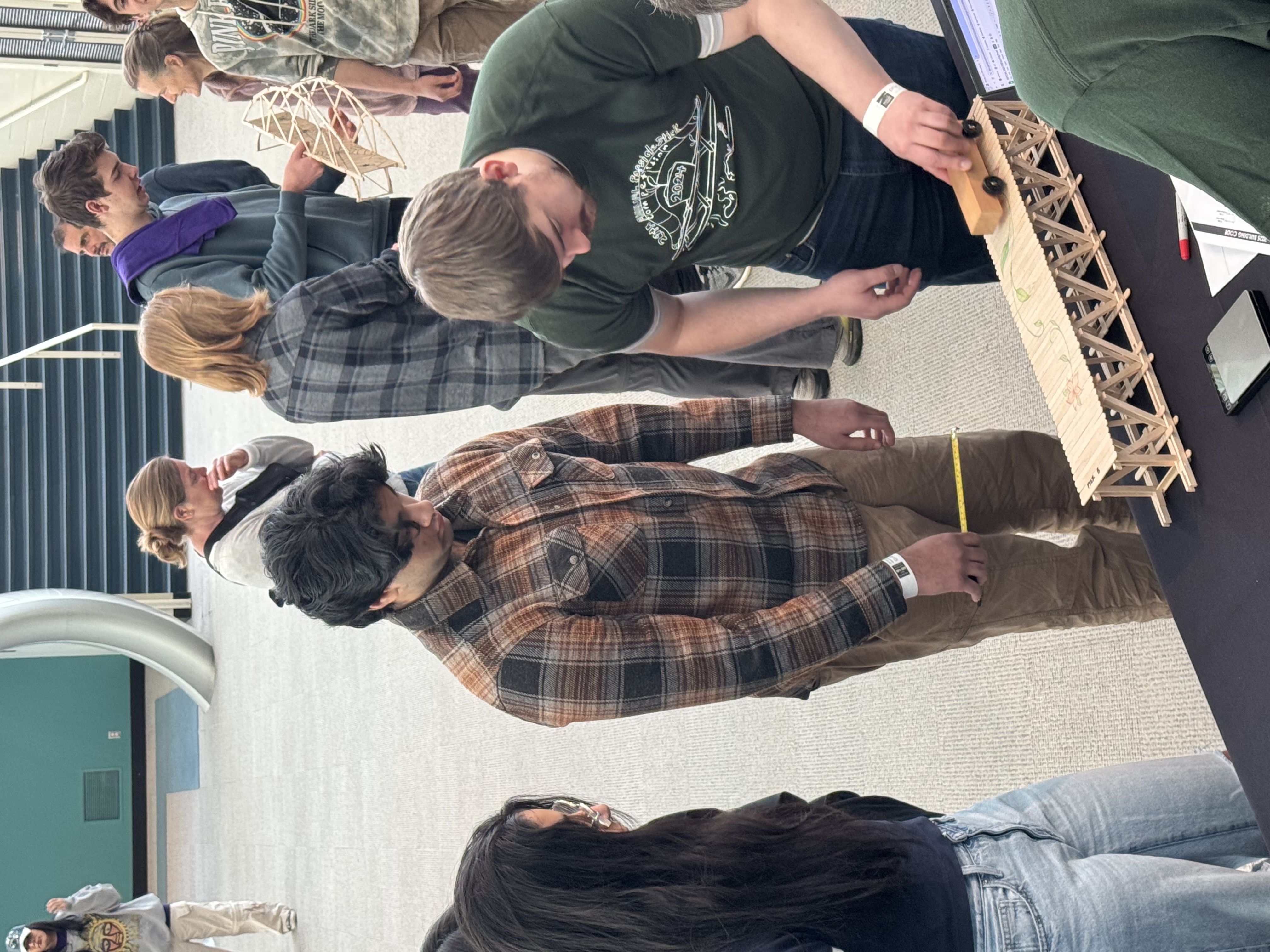 Bridge on shake table undergoing load